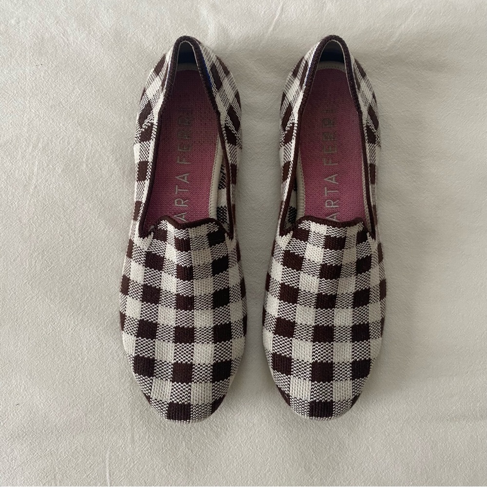 Rothy's Marta Ferri Merino Loafer in Chestnut Check Limited Edition